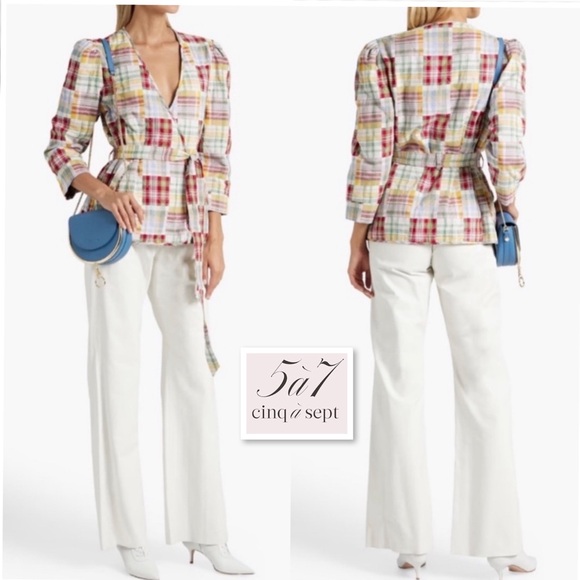 NWT CINQ A SEPT Triss Quilted Patchwork Organic Cotton Wrap Jacket Belt XS Boho - Picture 6 of 16